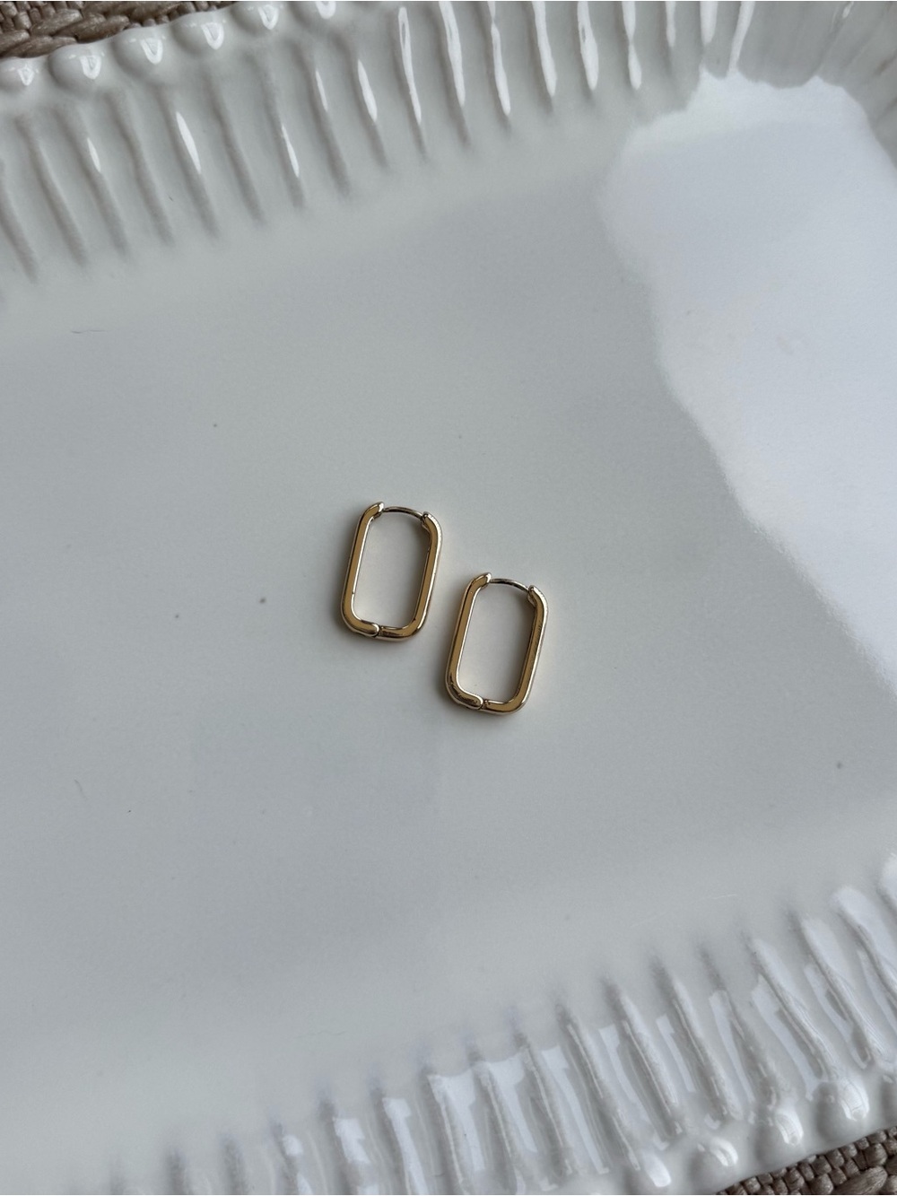 Gold Rectangular Hoop Earrings